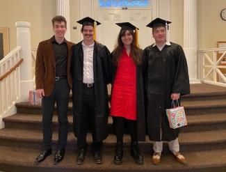 Fall '22 Philosophy graduates (Barta, Moynihan, Spector, & Sumlin pictured L-R)